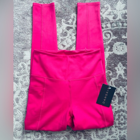 NWT DANSKIN Hot Pink High Waist XS Leggings 24” pockets - Picture 16 of 16